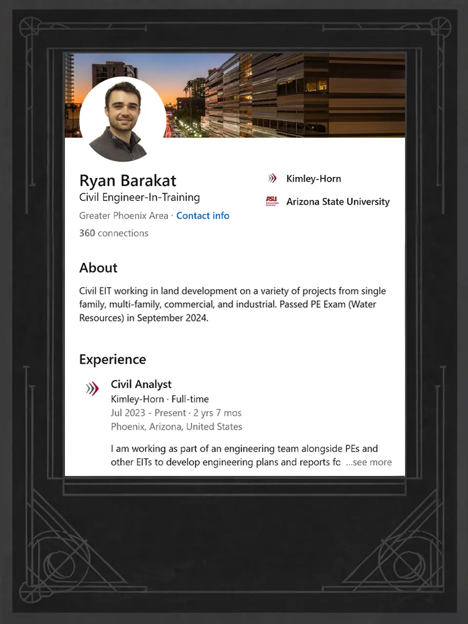 Entry Level Engineer LinkedIn Portfolio