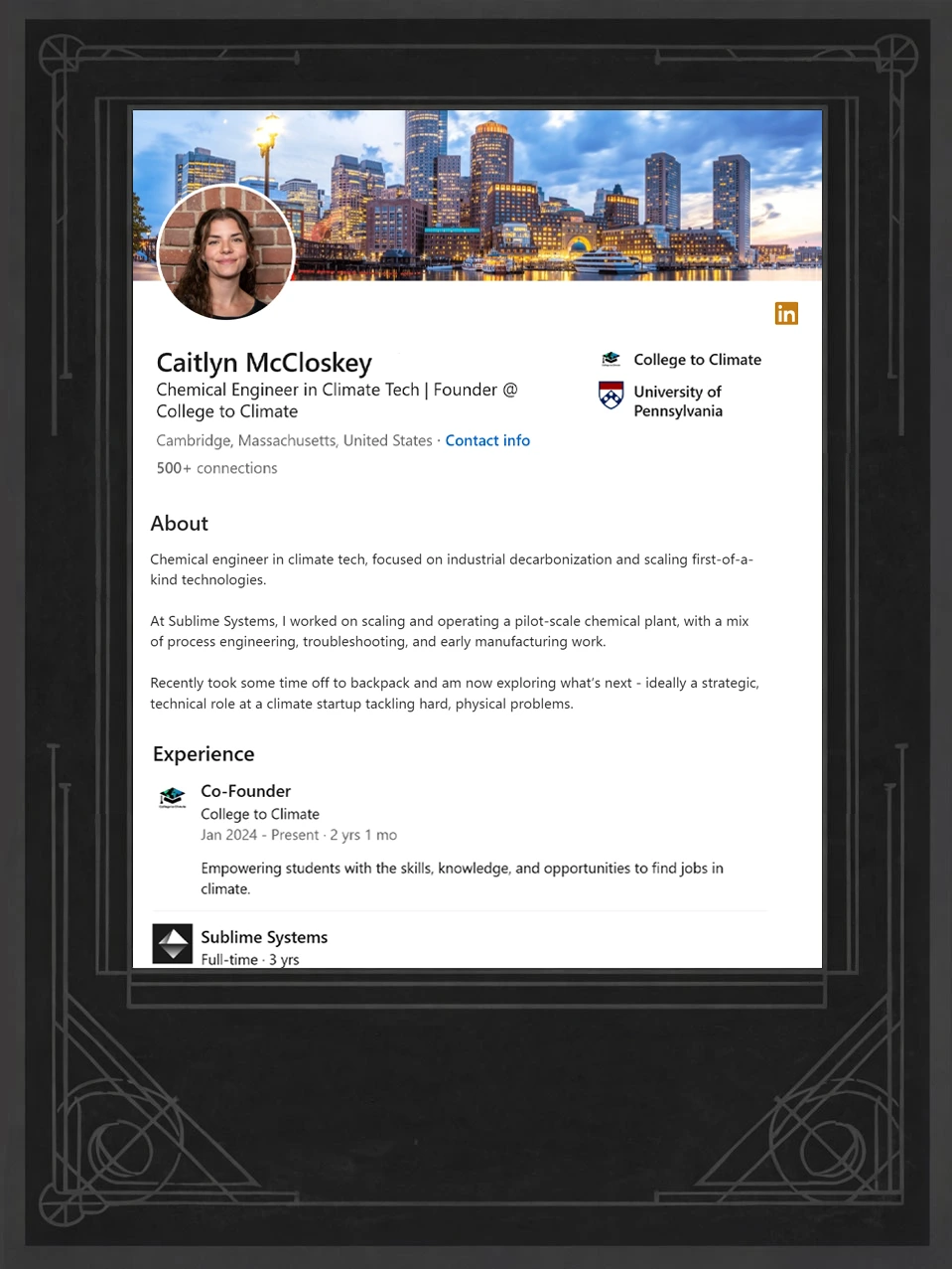Entry Level  Engineer LinkedIn Portfolio